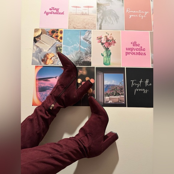 Guess Burgundy Over the Knee Boots - Picture 4 of 4